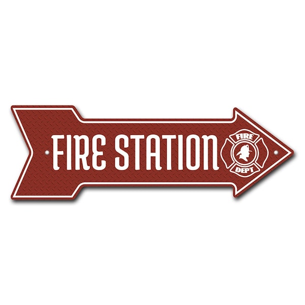 Fire Station Arrow Sign Funny Home Decor 36in Wide